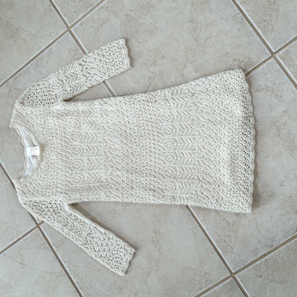 Girls size 7/8 cream fall winter beach sweater dress
